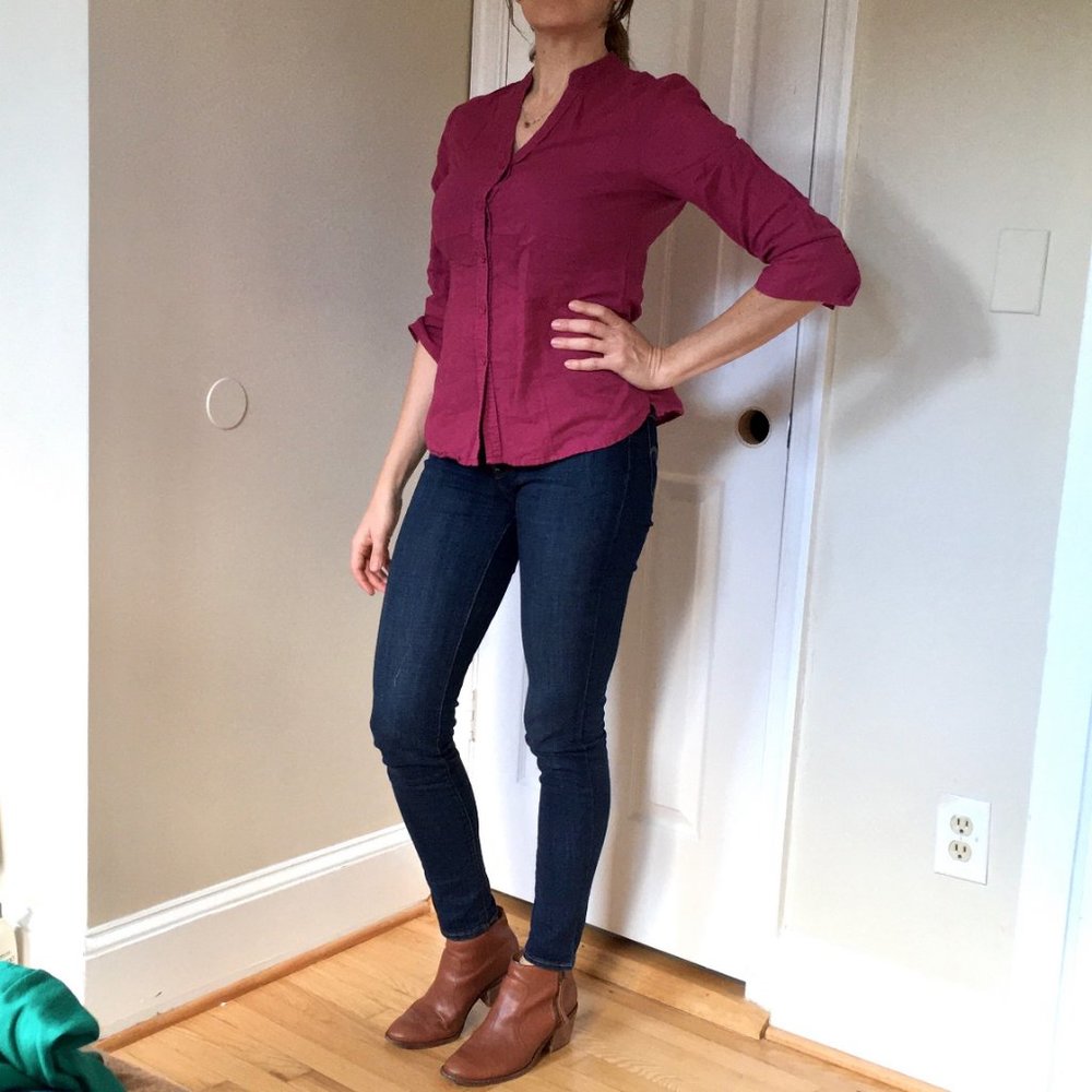 Hot Pink No-collar Linen/Cotton Shirt